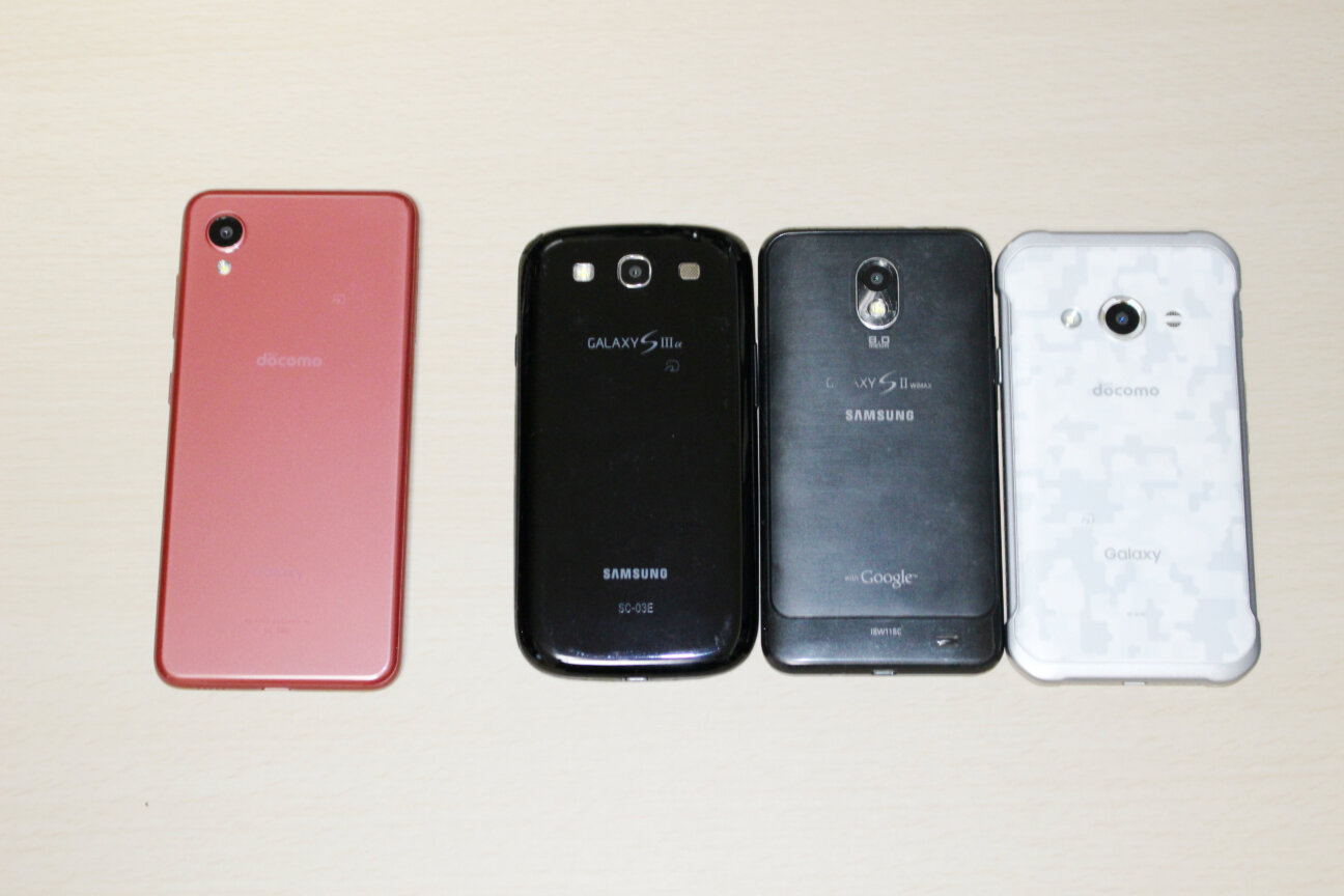 「Galaxy A51 5G」と「Galaxy S III α」と「Galaxy S II WiMAX」と「Galaxy Active neo」