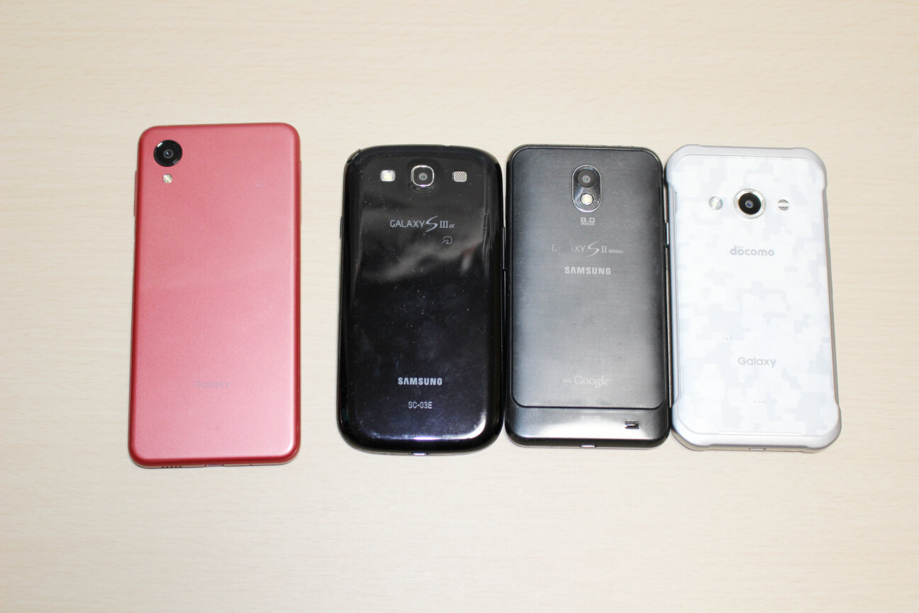 「Galaxy A23 5G」と「Galaxy S III α」と「Galaxy S II WiMAX」と「Galaxy Active neo」